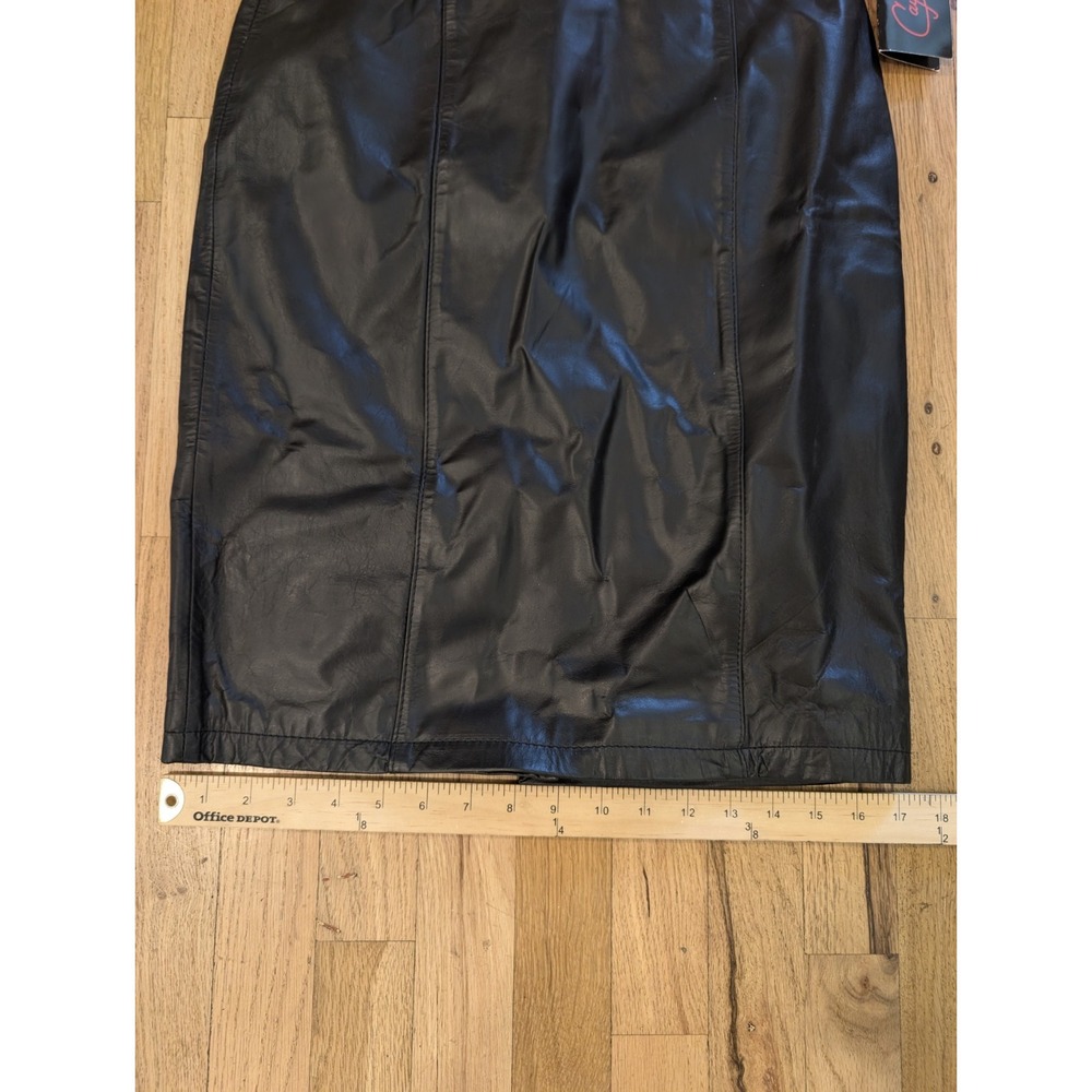 Vintage Cayenne Genuine Black Leather Long Skirt Size 7 / 8 Medium - Picture 4 of 13